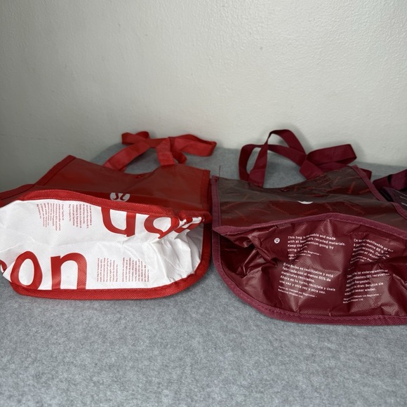 Bundle Of 4 Lululemon Red Burgundy Small Tote Bags Reusable Lot Of Four - Picture 5 of 16